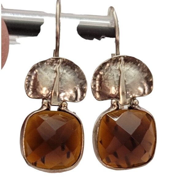 Silpada Faceted Square Smoky Quartz Sterling Silver French Hook Earrings, E738 - Picture 2 of 9